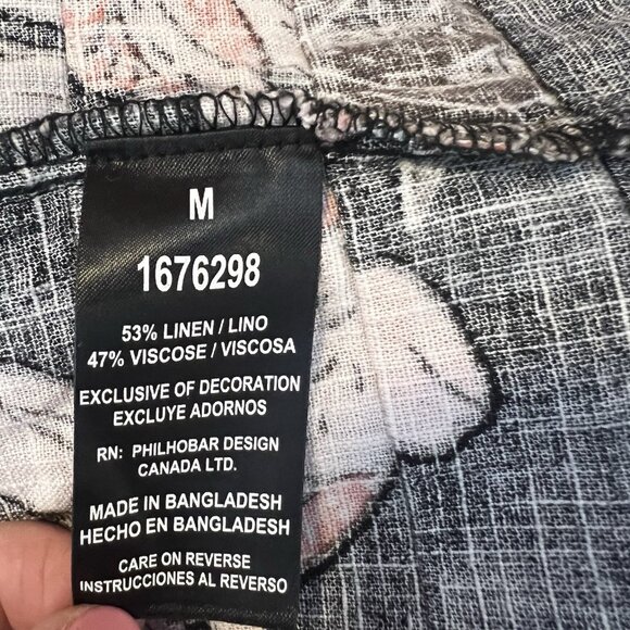 Nicole Miller Original Shift Dress Linen Blend Medium Size Floral V Neck - Picture 6 of 12